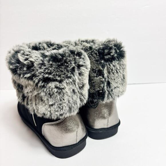 MY SOFT BLACK SILVER BLACK FUZZY WOMEN ZIPPER BOOTS SIZE 7 NEW WITH TAGS - Picture 5 of 6